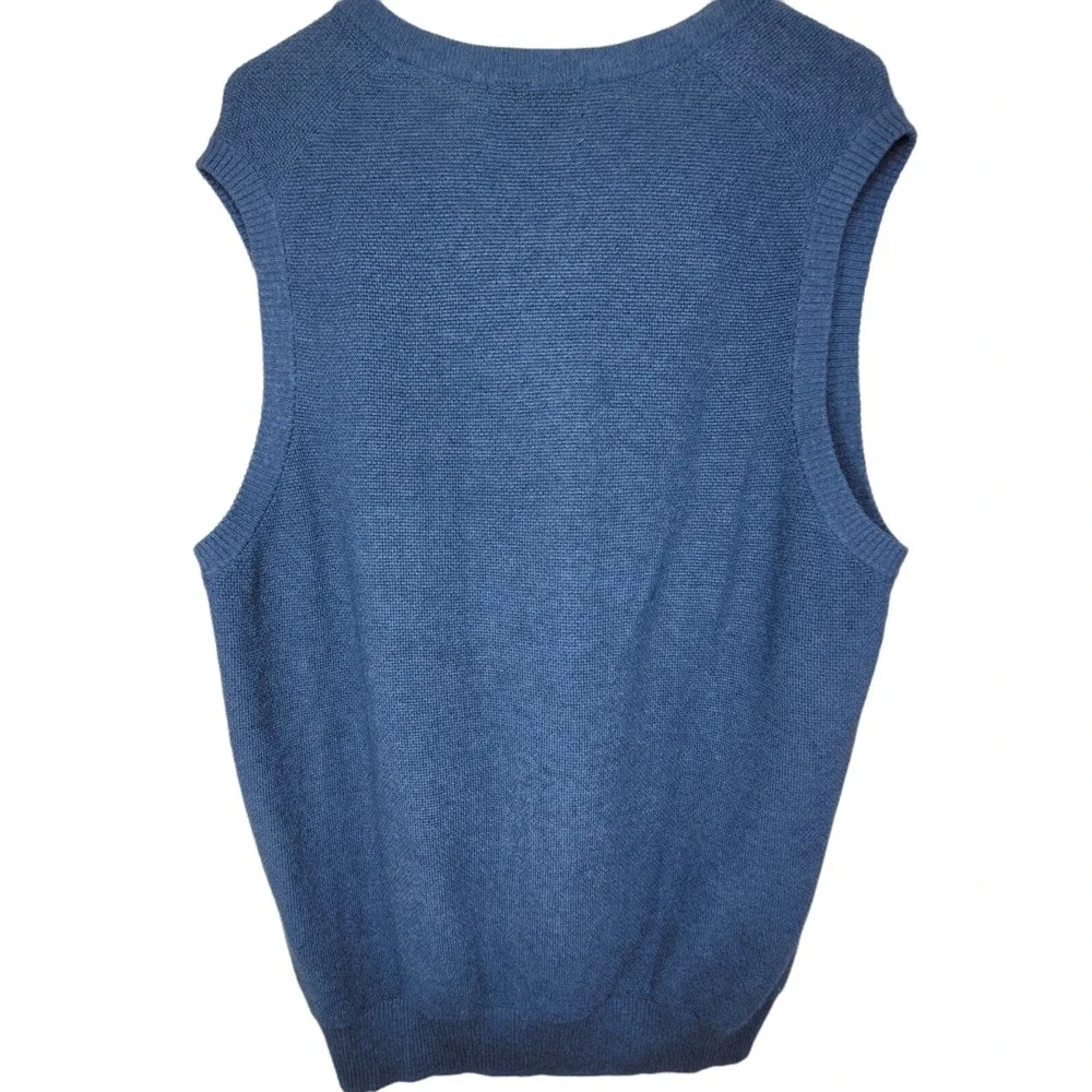 Brooks Brothers V-Neck Sweater Vest Adult Large Blue Cotton Cashmere Blend Mens‎